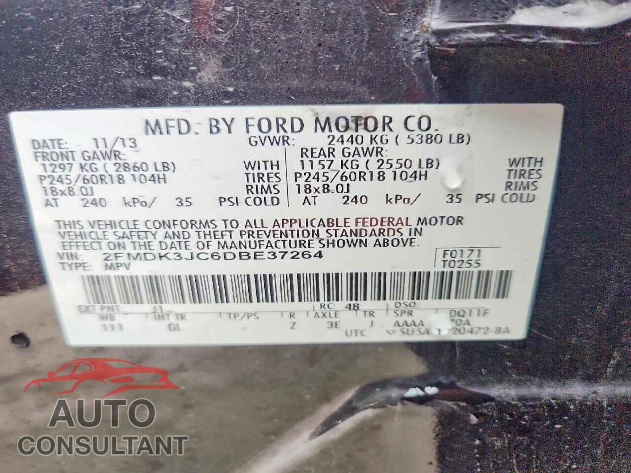FORD EDGE 2013 - 2FMDK3JC6DBE37264