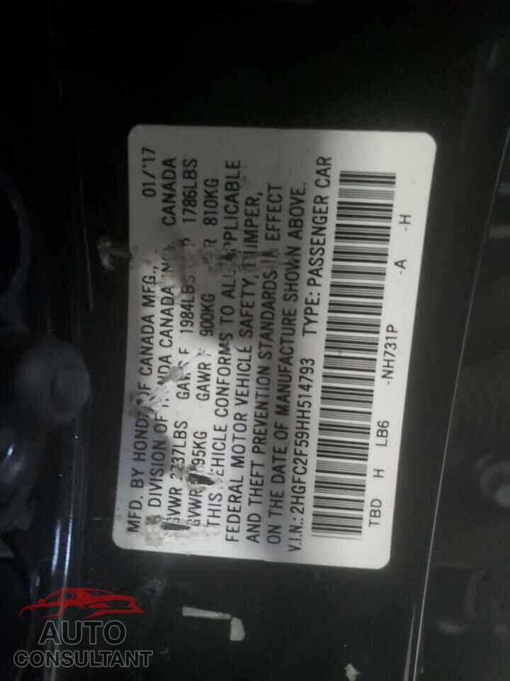 HONDA CIVIC 2017 - 2HGFC2F59HH514793