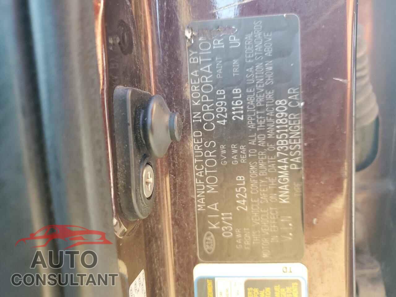 KIA OPTIMA 2011 - KNAGM4A73B5118908