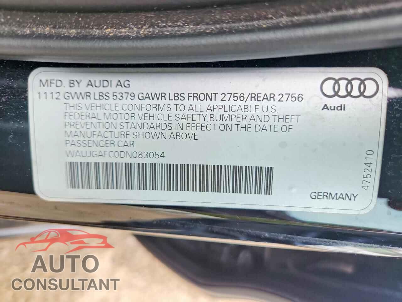 AUDI A6 2013 - WAUJGAFC0DN083054
