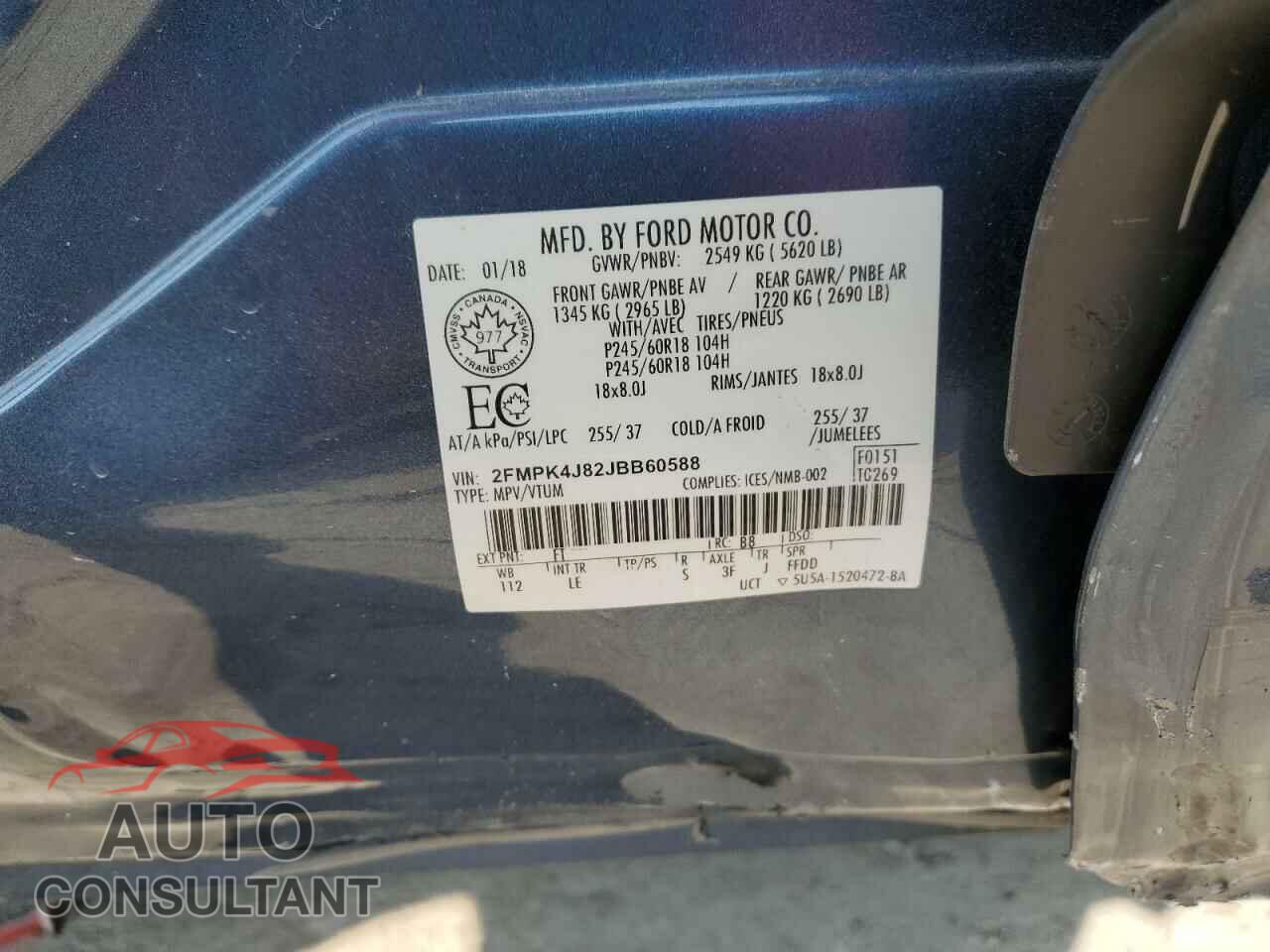 FORD EDGE 2018 - 2FMPK4J82JBB60588