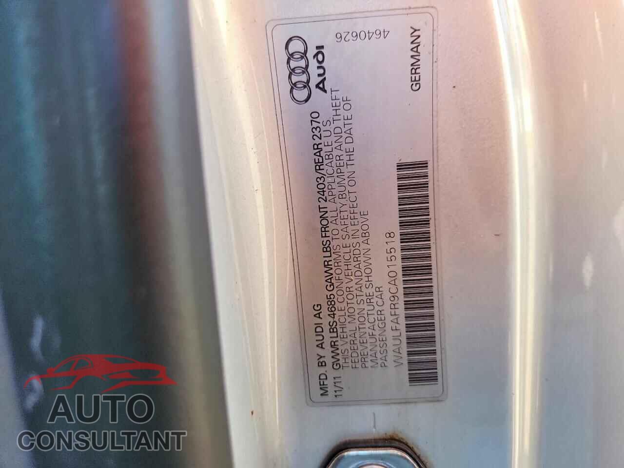 AUDI A5 2012 - WAULFAFR9CA015518