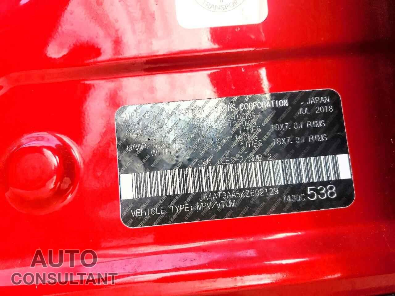 MITSUBISHI ECLIPSE 2019 - JA4AT3AA5KZ602129