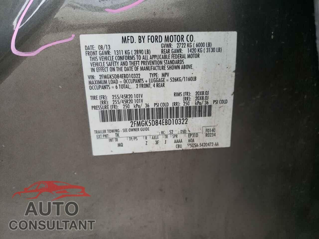 FORD FLEX 2014 - 2FMGK5D84EBD10322