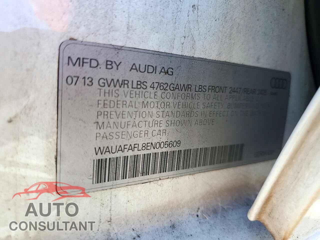 AUDI A4 2014 - WAUAFAFL8EN005609