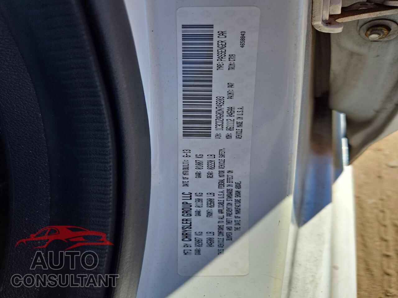 DODGE AVENGER 2013 - 1C3CDZAG0DN749203