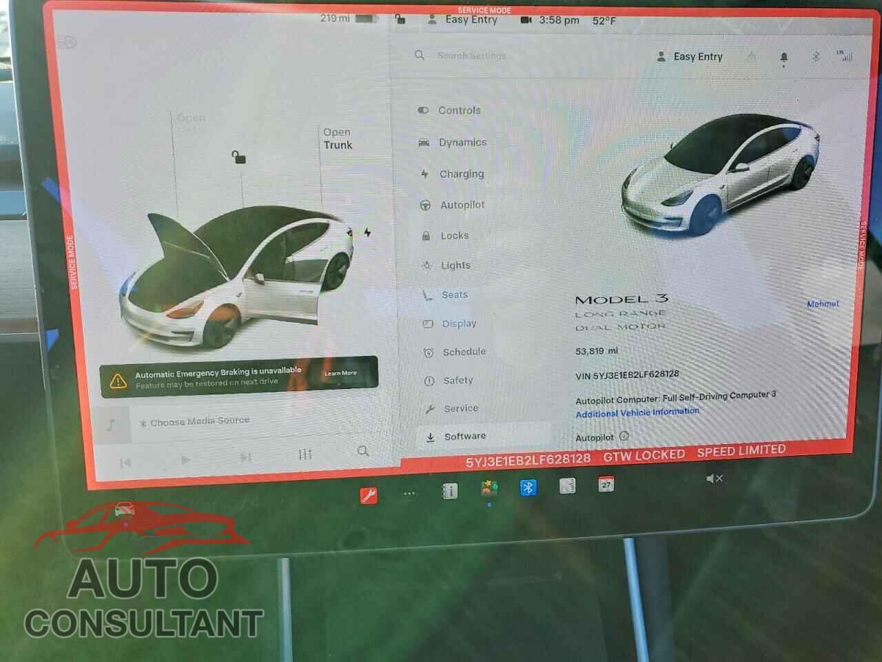 TESLA MODEL 3 2020 - 5YJ3E1EB2LF628128