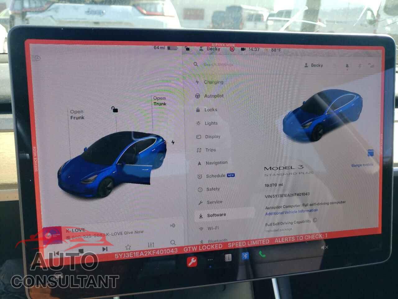 TESLA MODEL 3 2019 - 5YJ3E1EA2KF401043