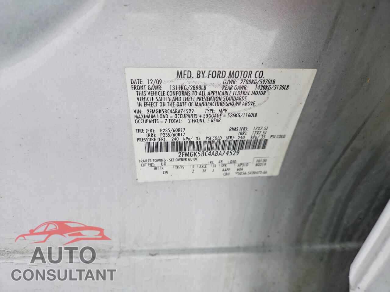 FORD FLEX 2010 - 2FMGK5BC4ABA74529