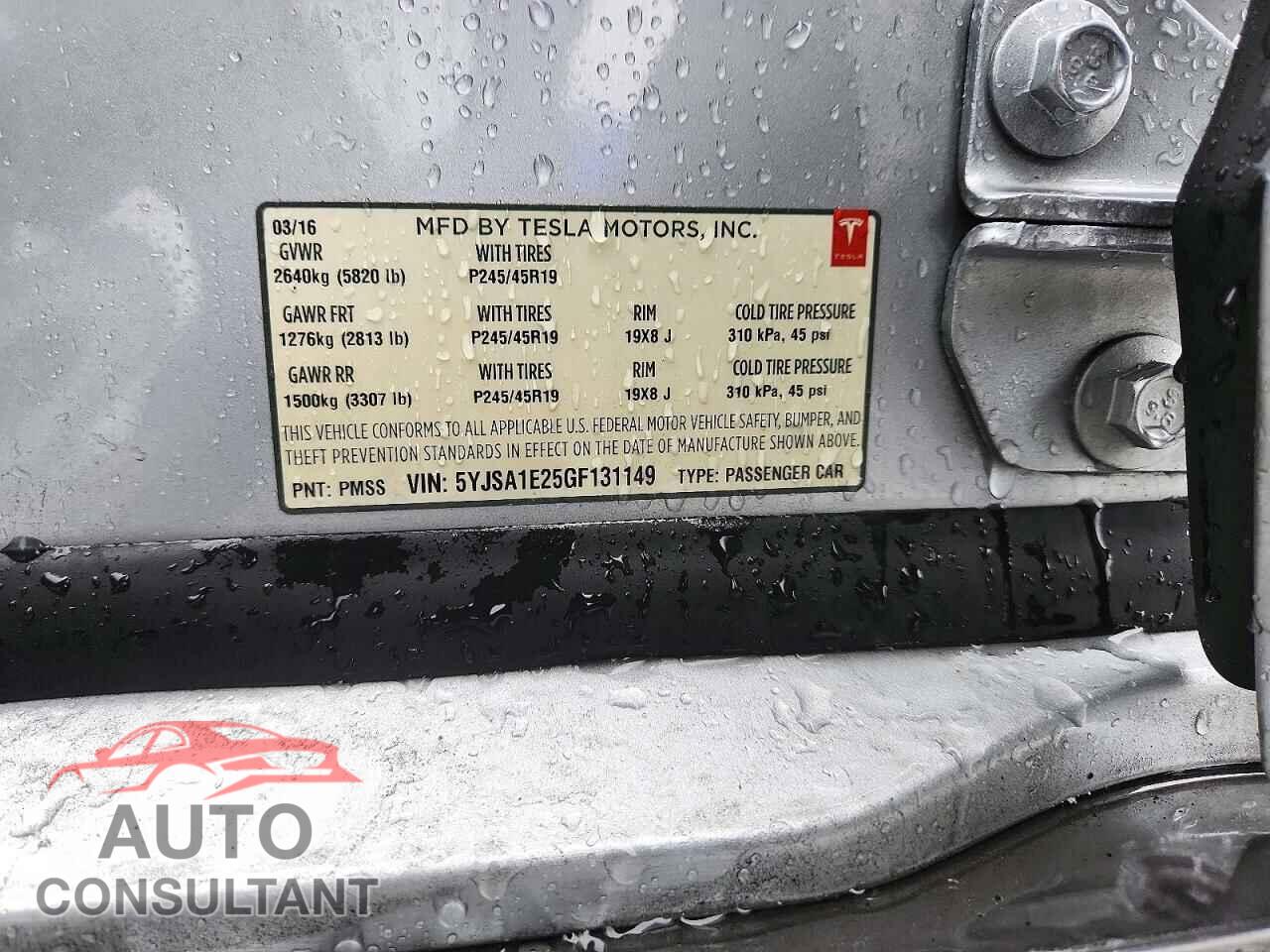 TESLA MODEL S 2016 - 5YJSA1E25GF131149