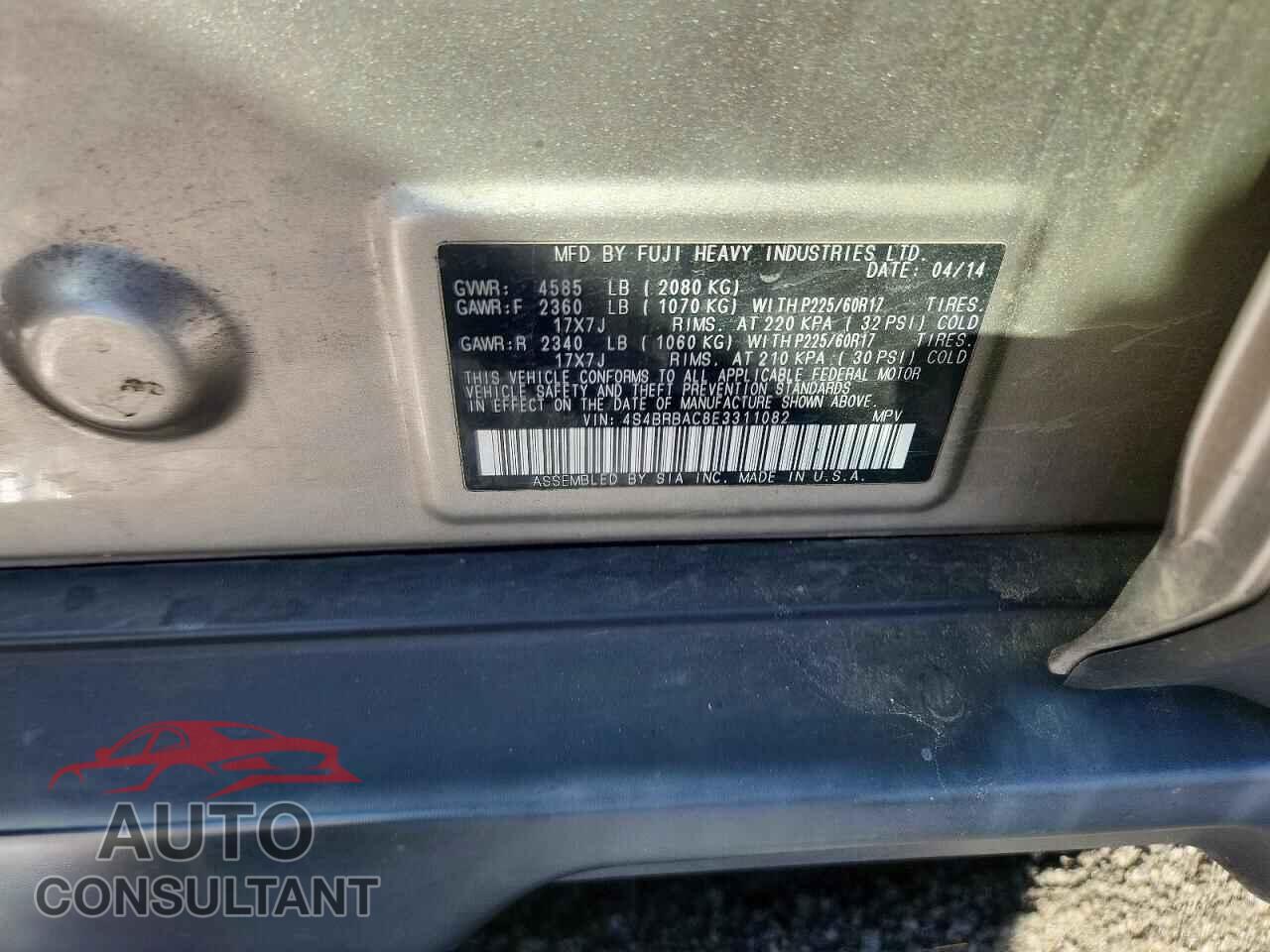 SUBARU OUTBACK 2014 - 4S4BRBAC8E3311082