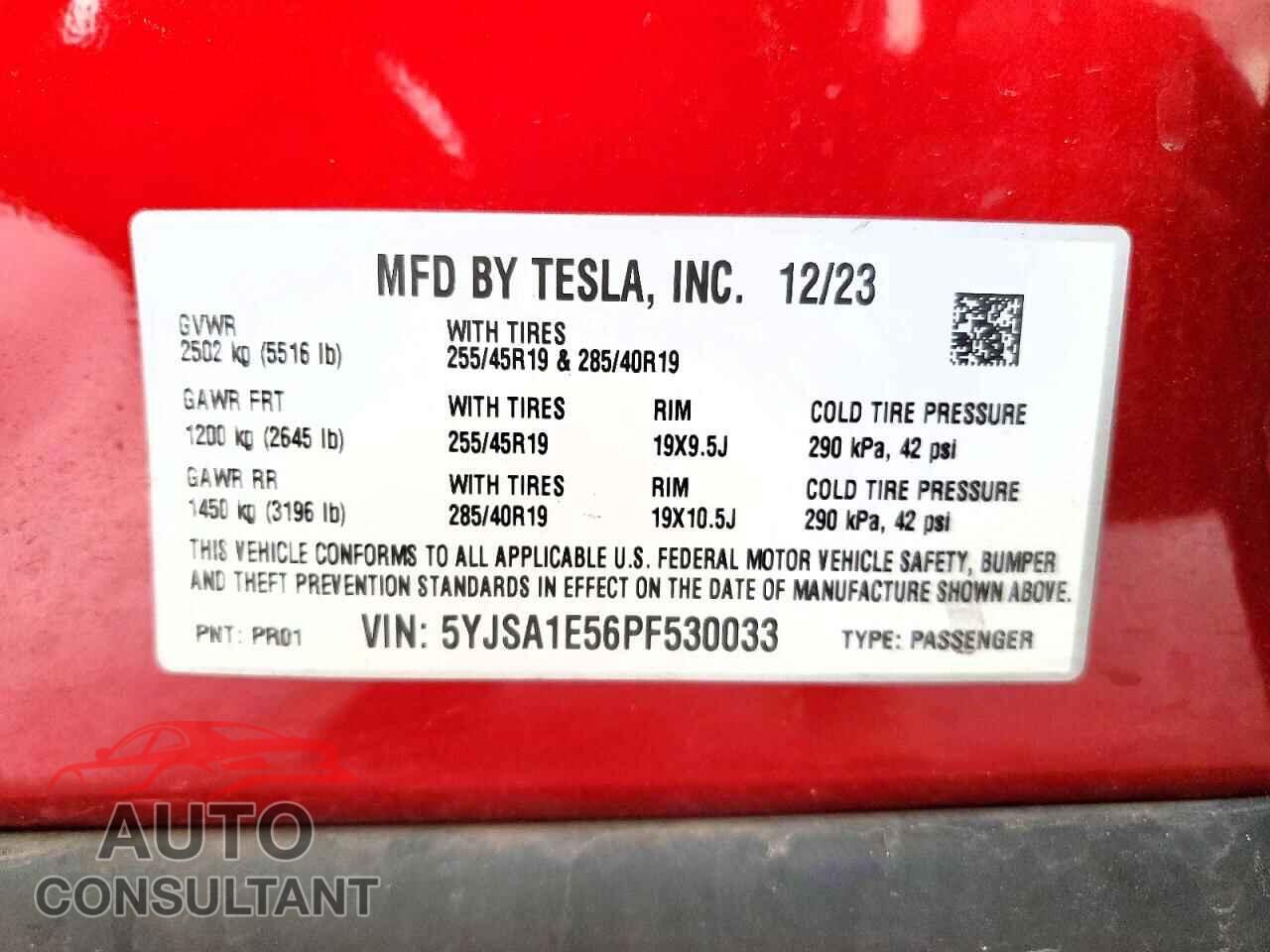 TESLA MODEL S 2023 - 5YJSA1E56PF530033