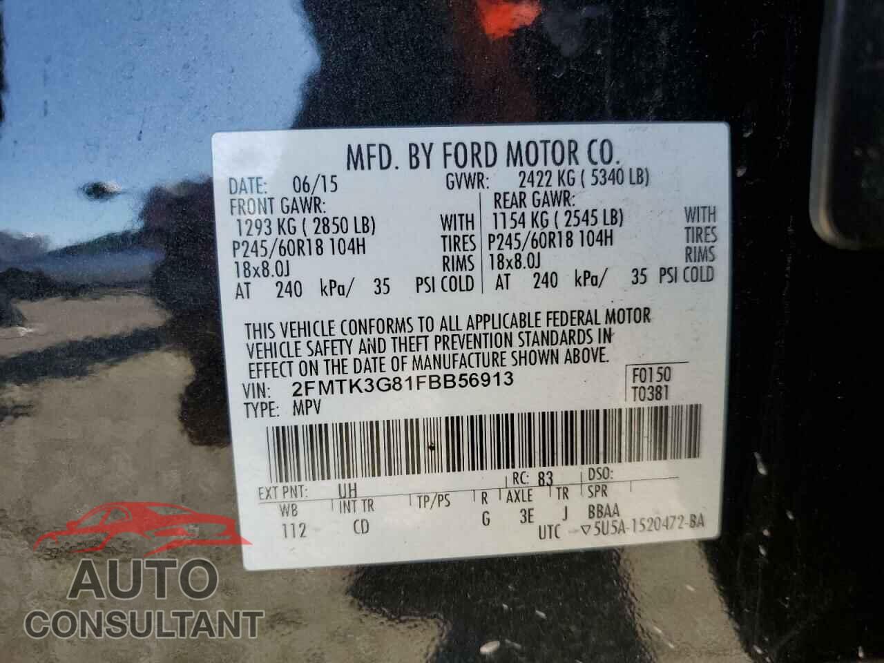FORD EDGE 2015 - 2FMTK3G81FBB56913