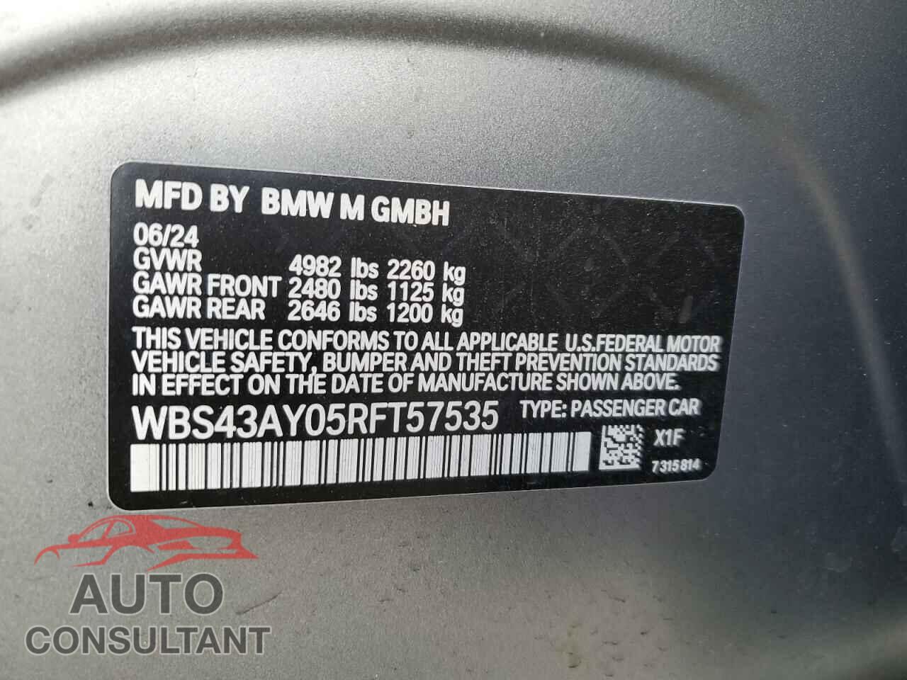 BMW M3 2024 - WBS43AY05RFT57535