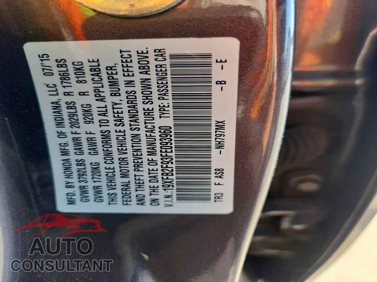 HONDA CIVIC 2015 - 19XFB2F93FE093960