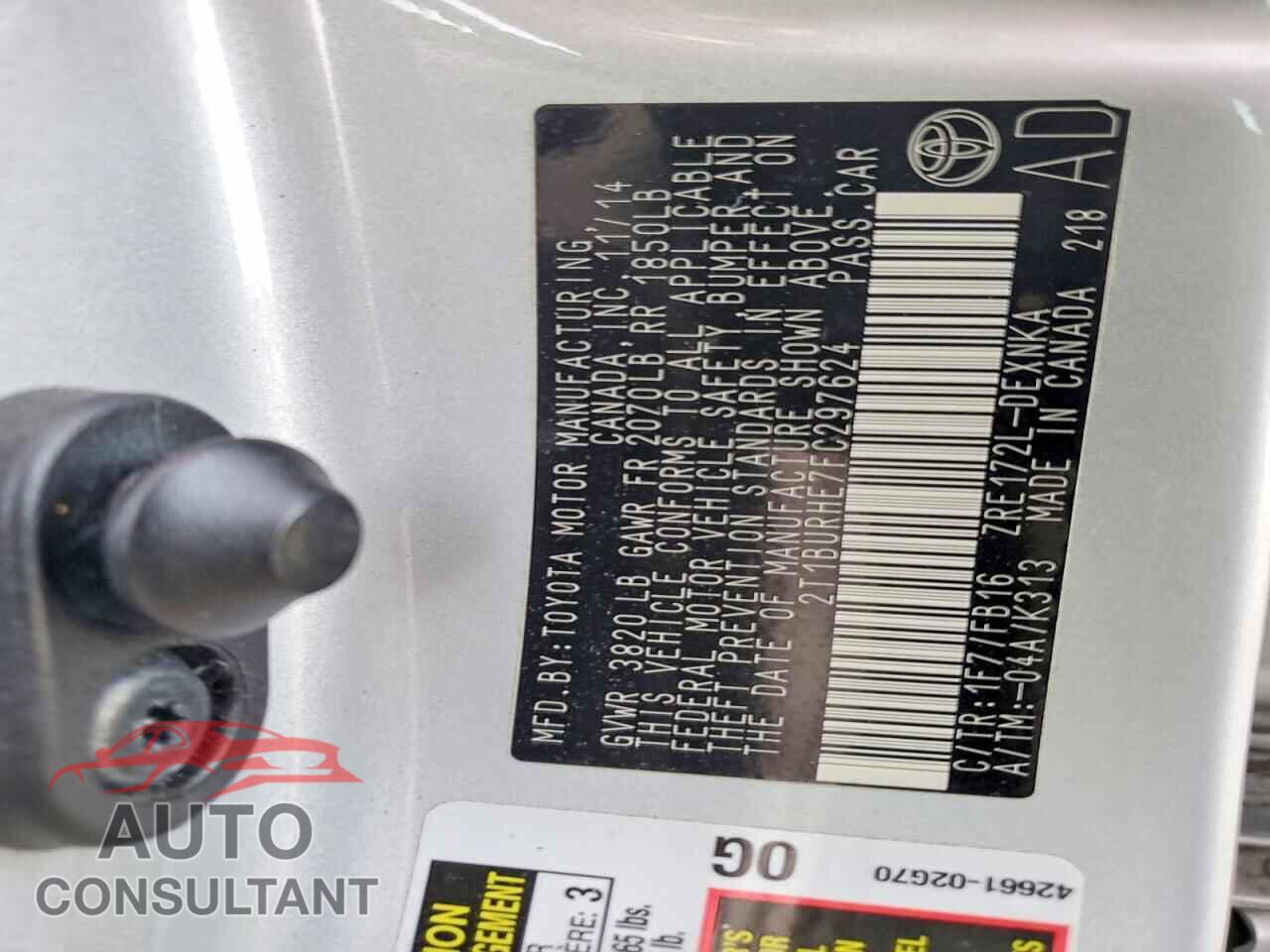 TOYOTA COROLLA 2015 - 2T1BURHE7FC297624