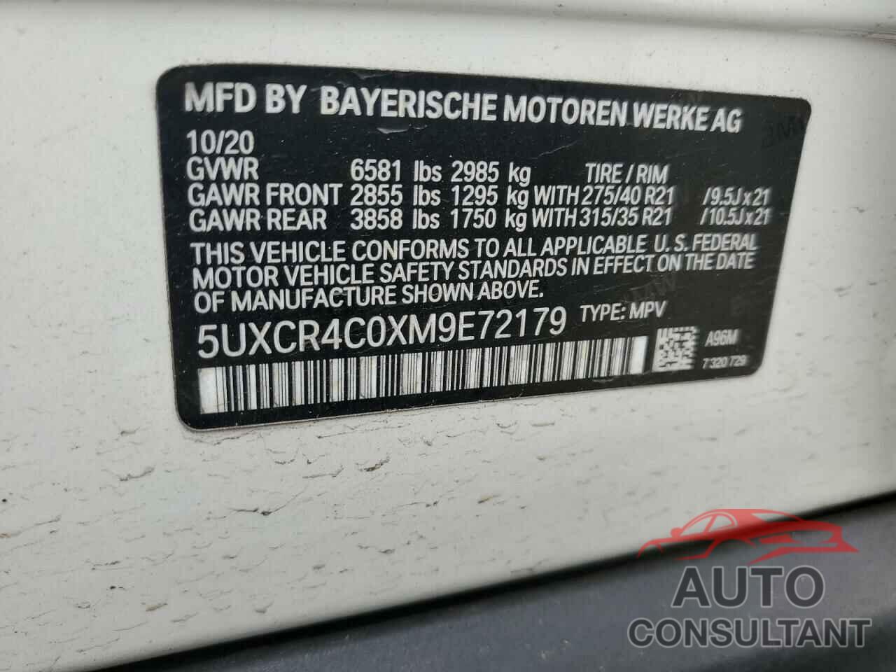 BMW X5 2021 - 5UXCR4C0XM9E72179