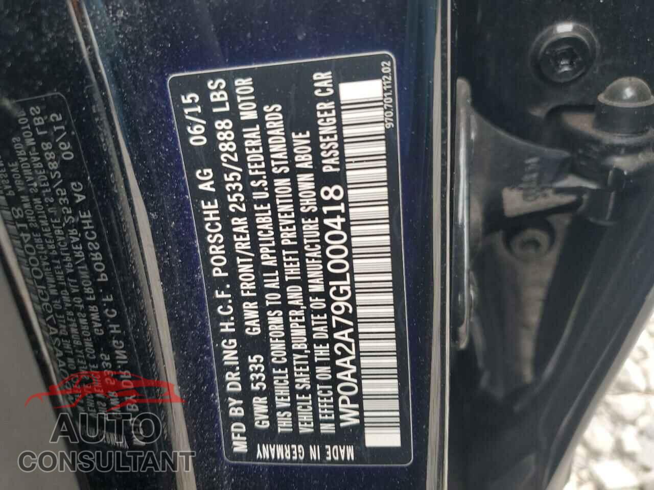 PORSCHE PANAMERA 2016 - WP0AA2A79GL000418