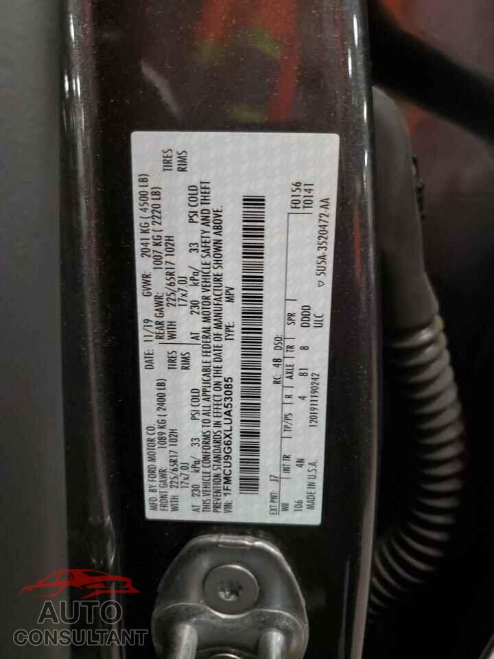 FORD ESCAPE 2020 - 1FMCU9G6XLUA53085