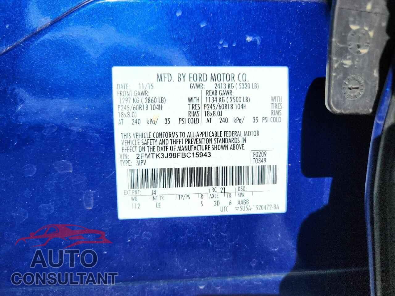 FORD EDGE 2015 - 2FMTK3J98FBC15943