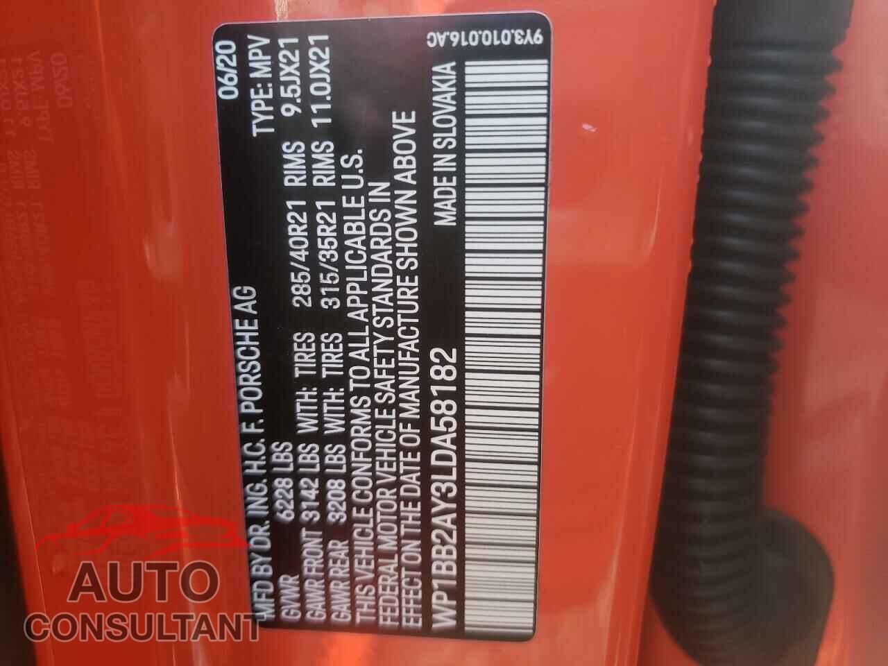 PORSCHE CAYENNE 2020 - WP1BB2AY3LDA58182