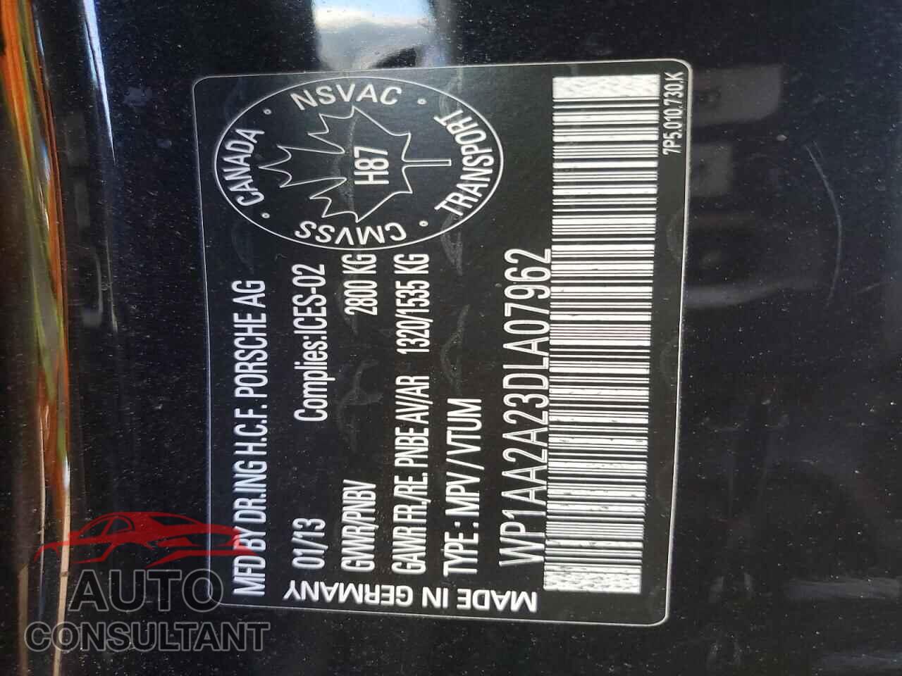 PORSCHE CAYENNE 2013 - WP1AA2A23DLA07962