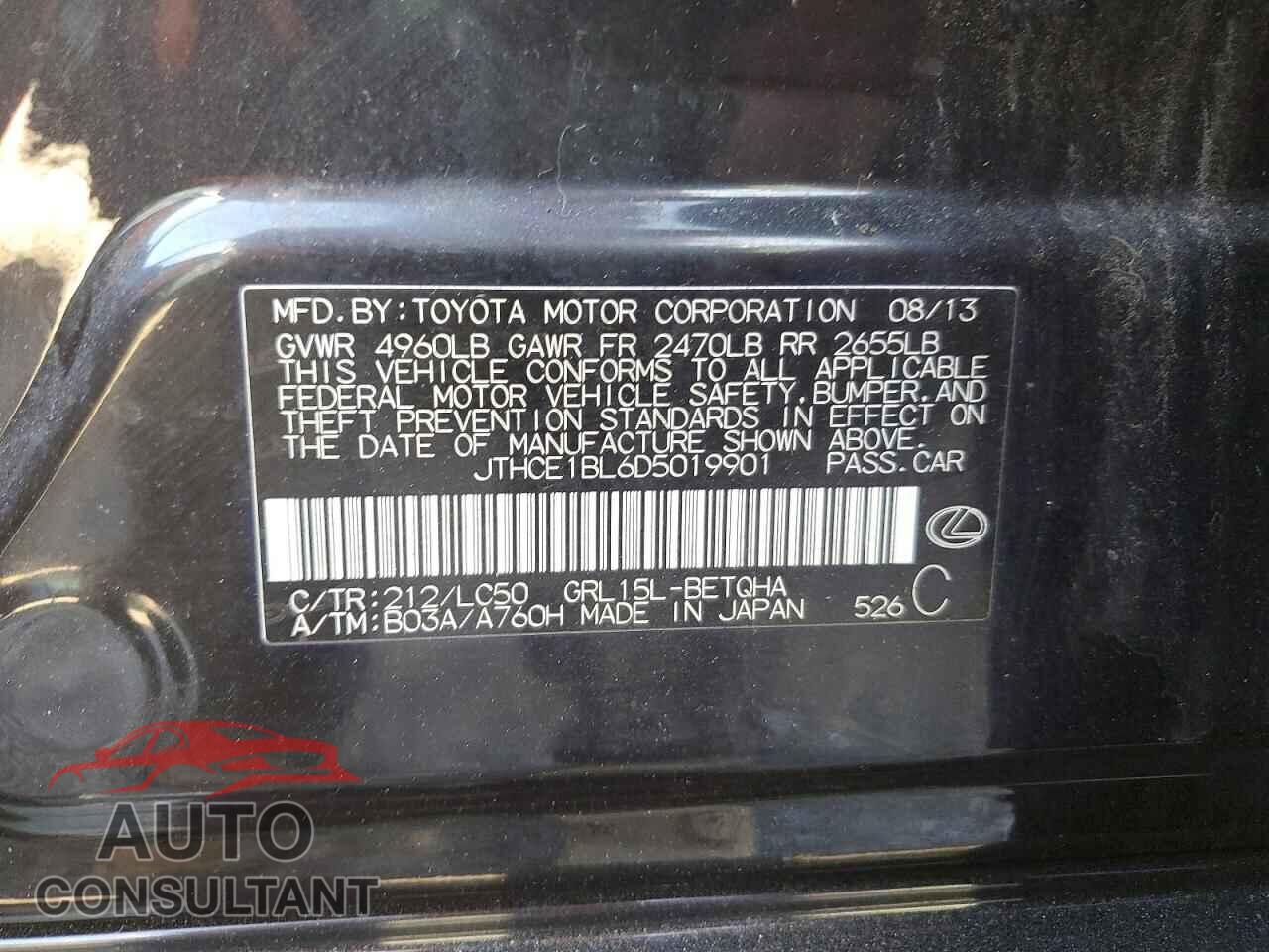 LEXUS GS350 2013 - JTHCE1BL6D5019901
