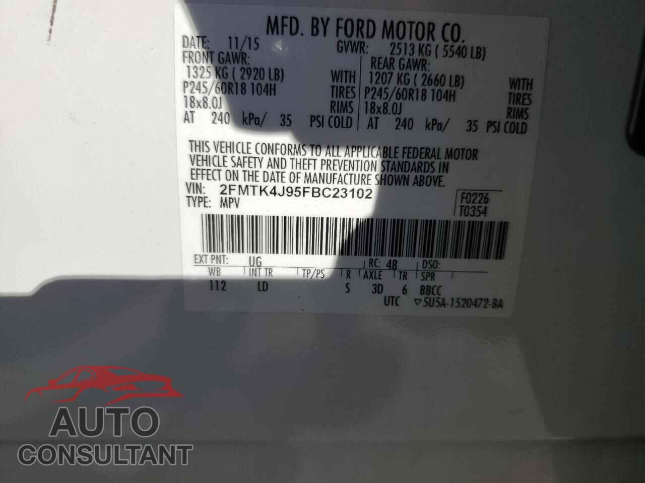 FORD EDGE 2015 - 2FMTK4J95FBC23102