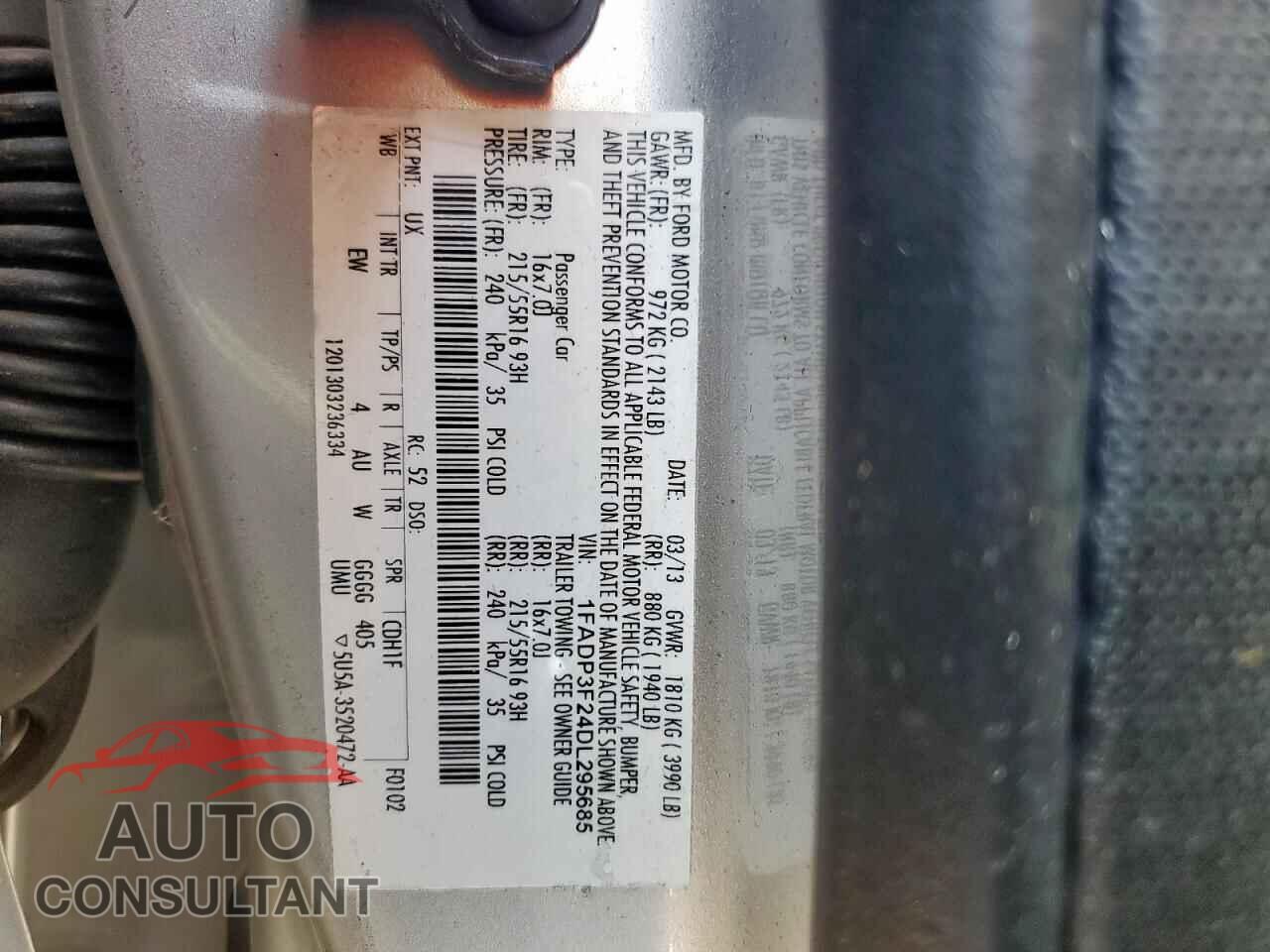 FORD FOCUS 2013 - 1FADP3F24DL295685
