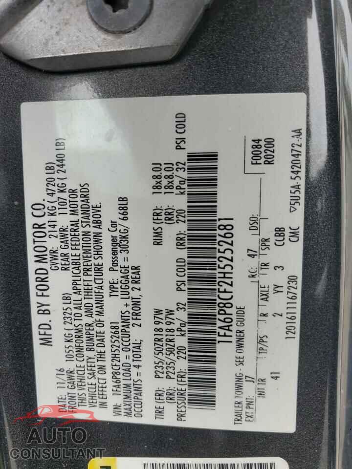 FORD MUSTANG 2017 - 1FA6P8CF2H5252681