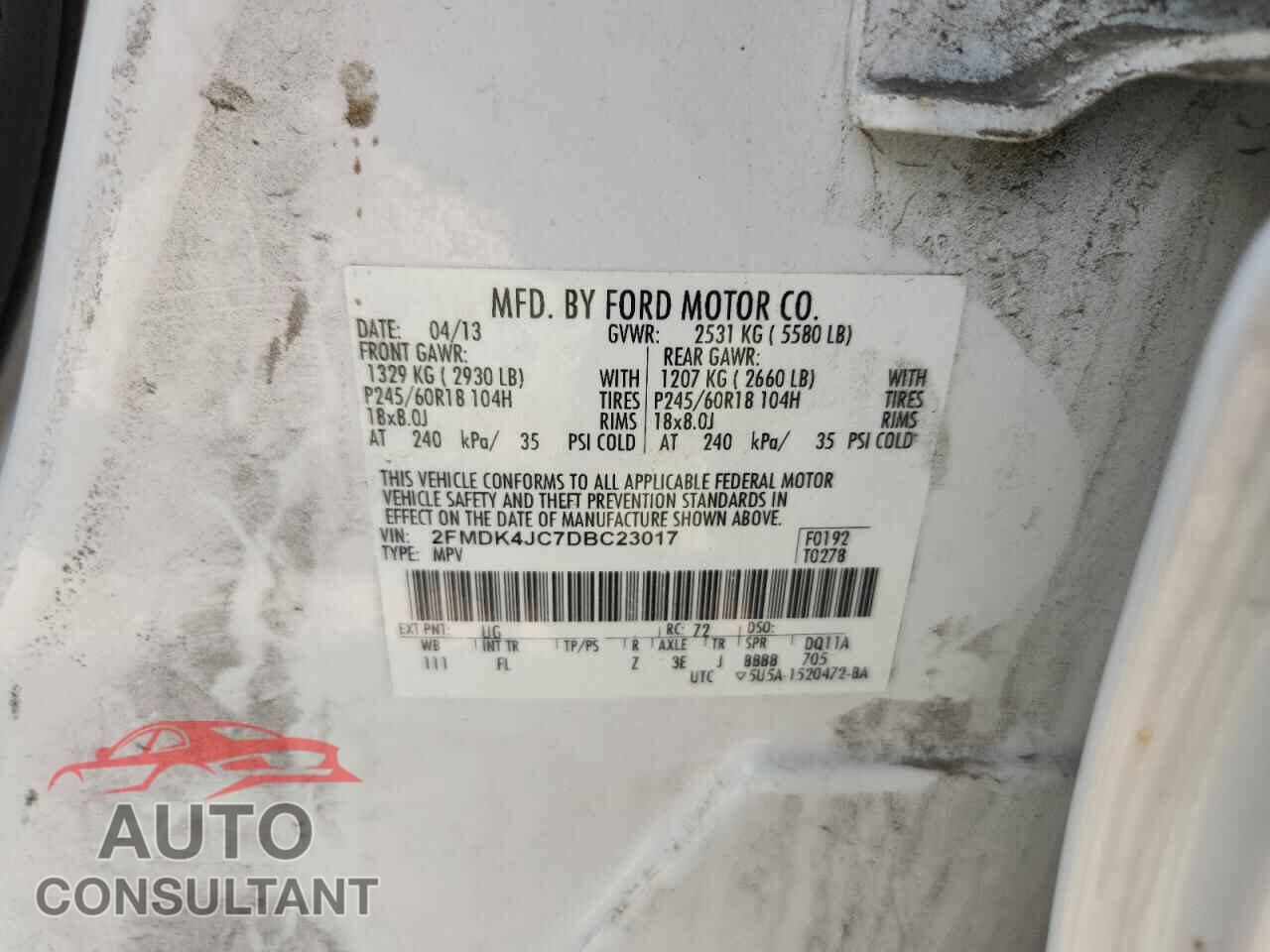 FORD EDGE 2013 - 2FMDK4JC7DBC23017