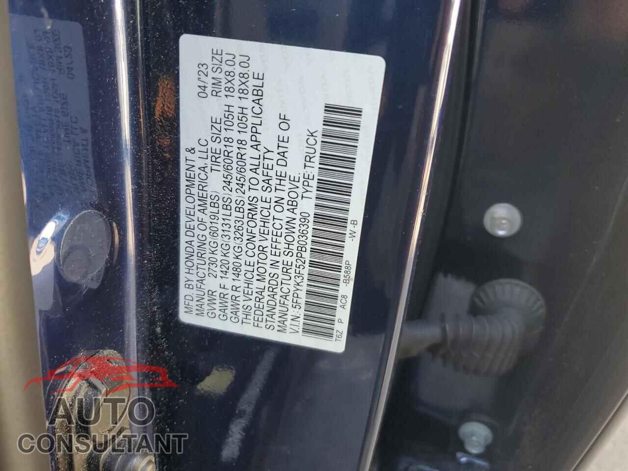 HONDA RIDGELINE 2023 - 5FPYK3F52PB036390