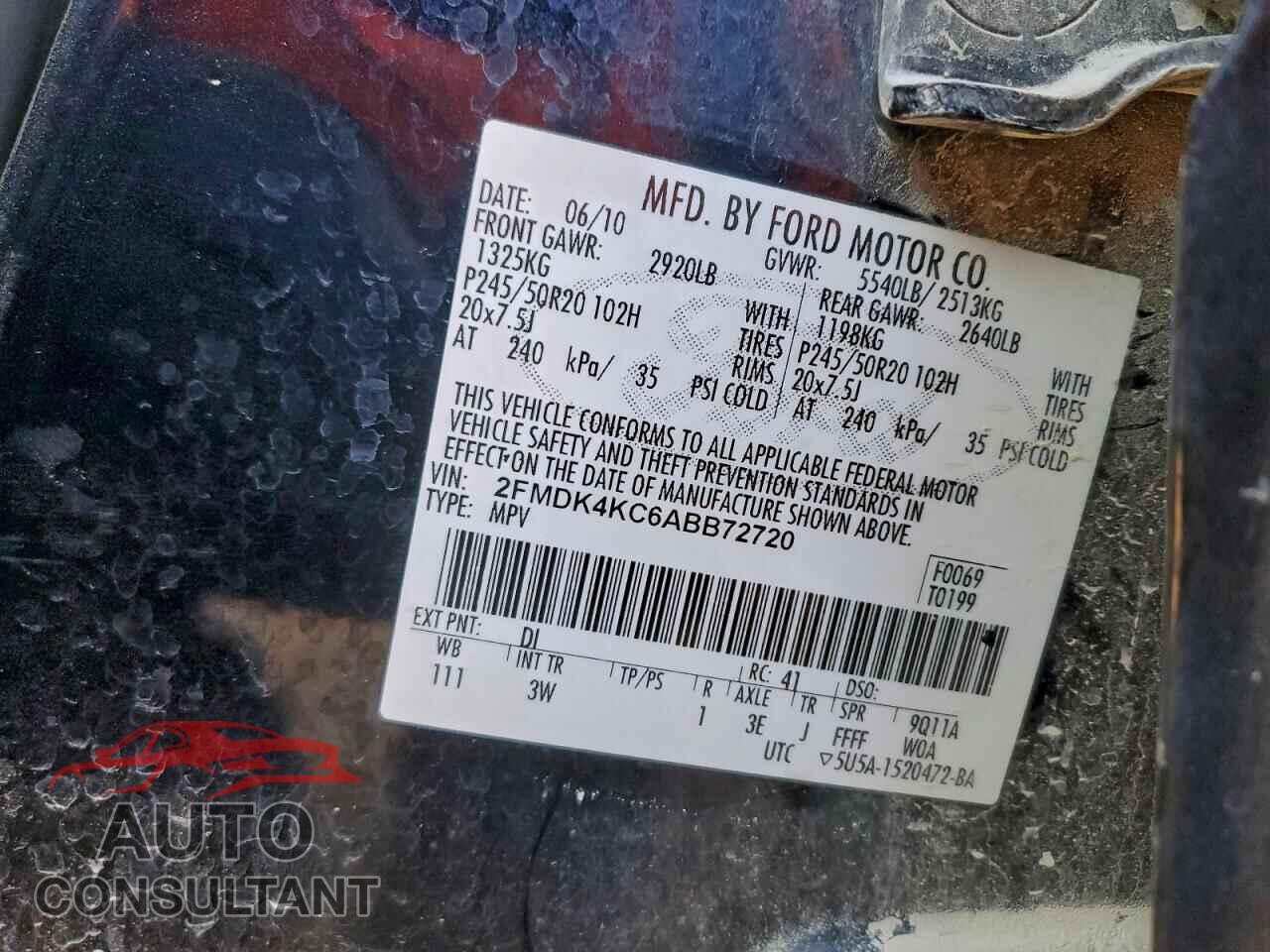 FORD EDGE 2010 - 2FMDK4KC6ABB72720