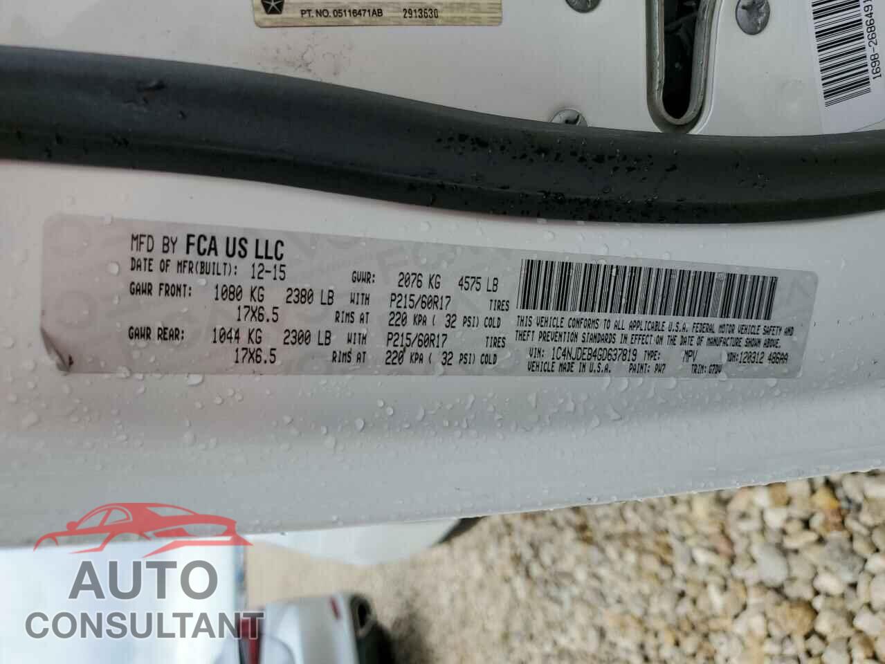 JEEP COMPASS 2016 - 1C4NJDEB4GD637819
