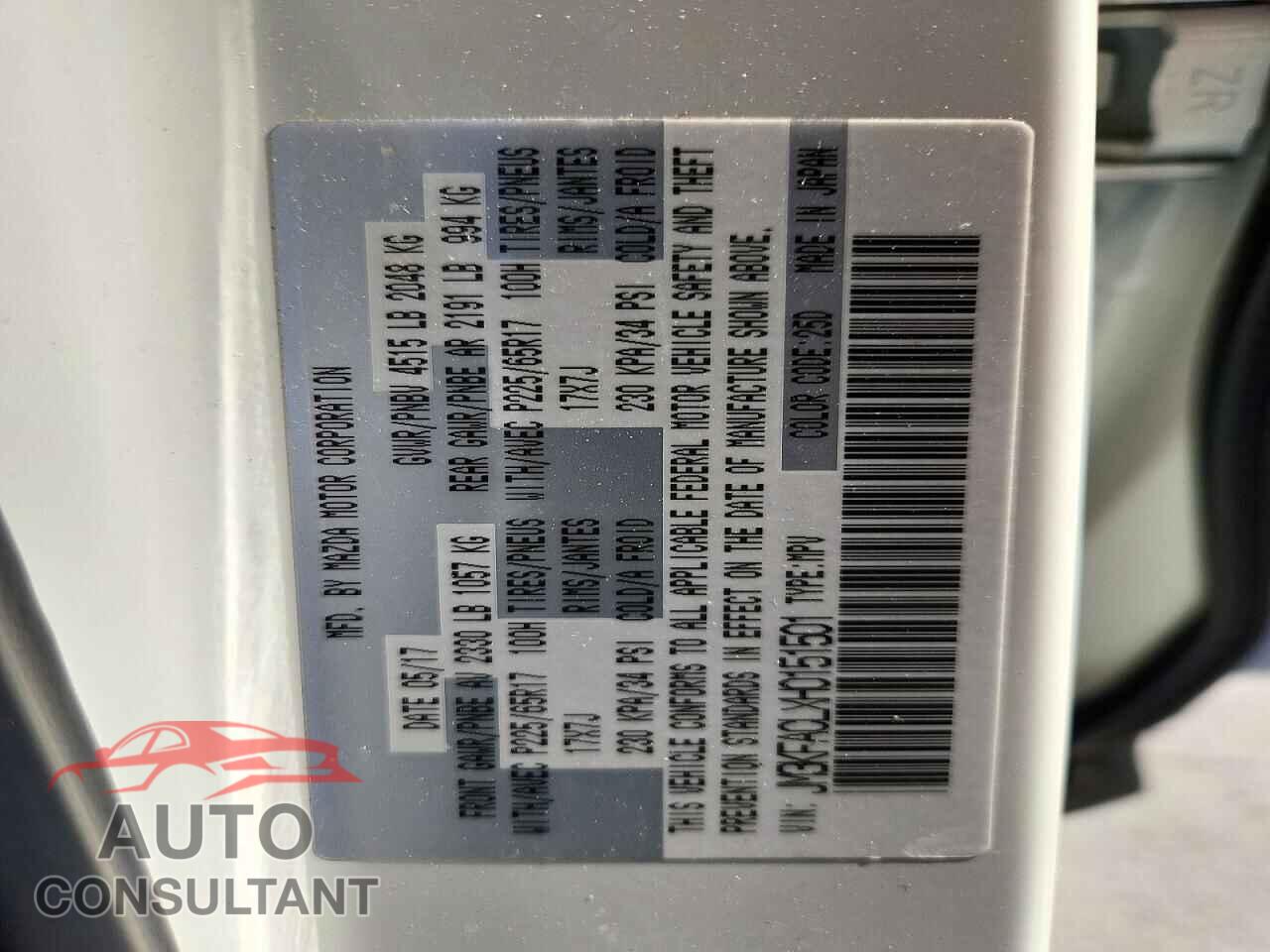 MAZDA CX-5 2017 - JM3KFACLXH0151501
