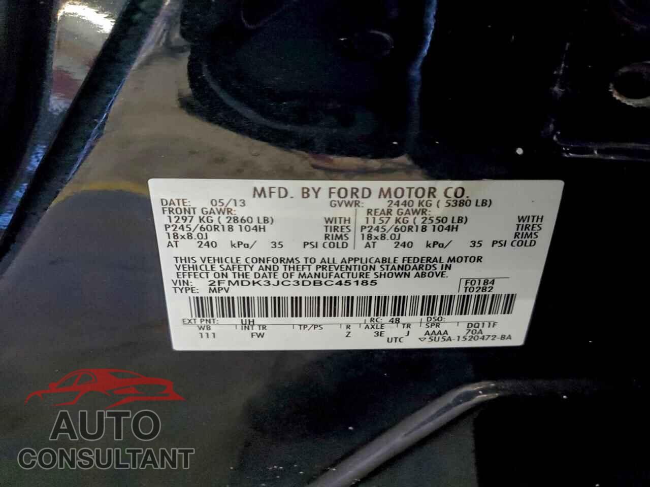 FORD EDGE 2013 - 2FMDK3JC3DBC45185