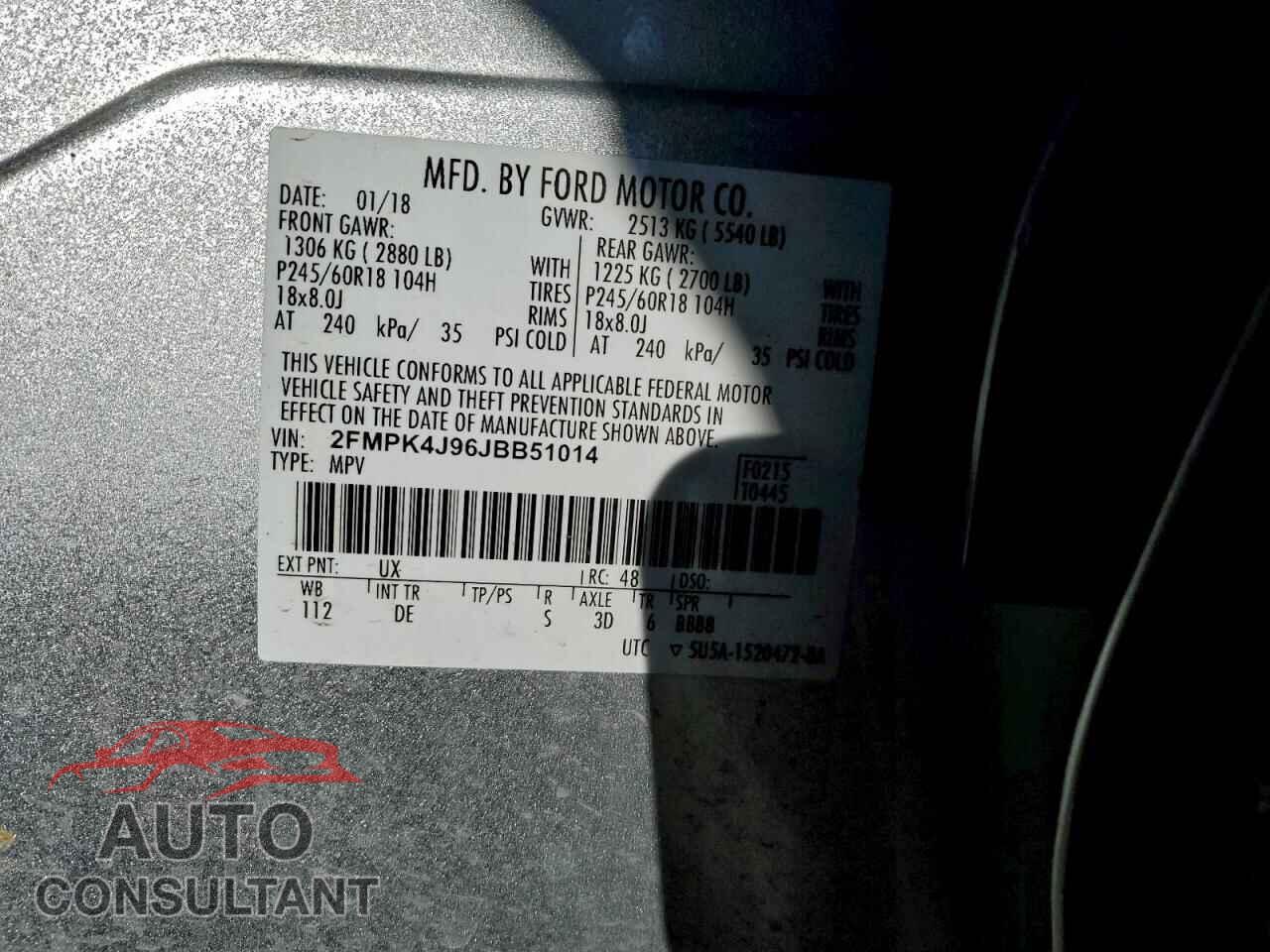 FORD EDGE 2018 - 2FMPK4J96JBB51014