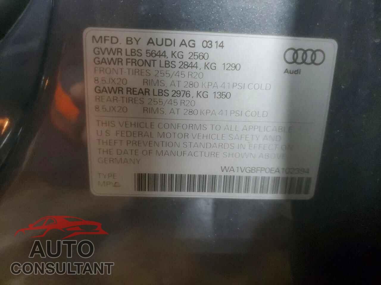AUDI SQ5 2014 - WA1VGBFP0EA102394