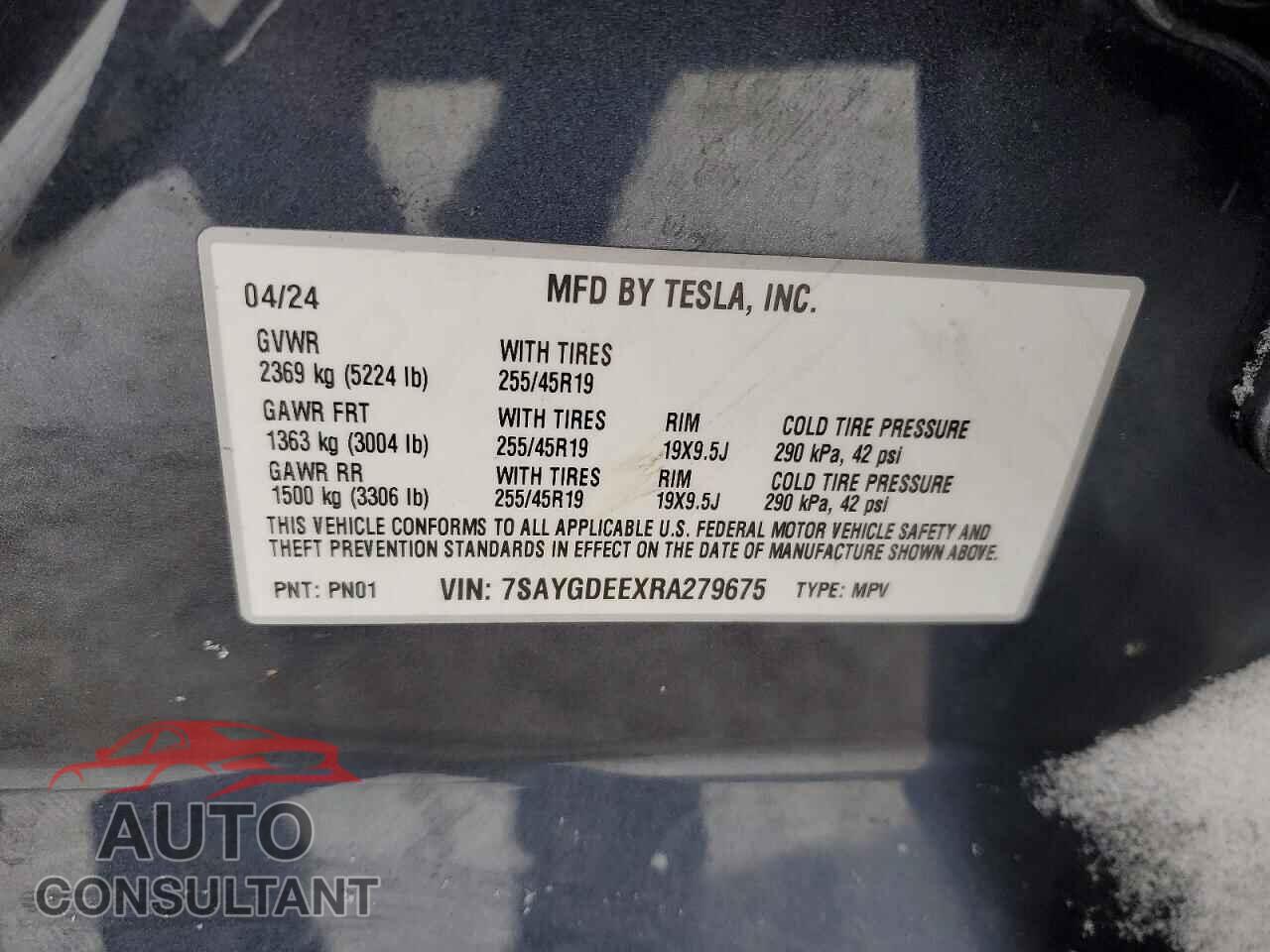 TESLA MODEL Y 2024 - 7SAYGDEEXRA279675