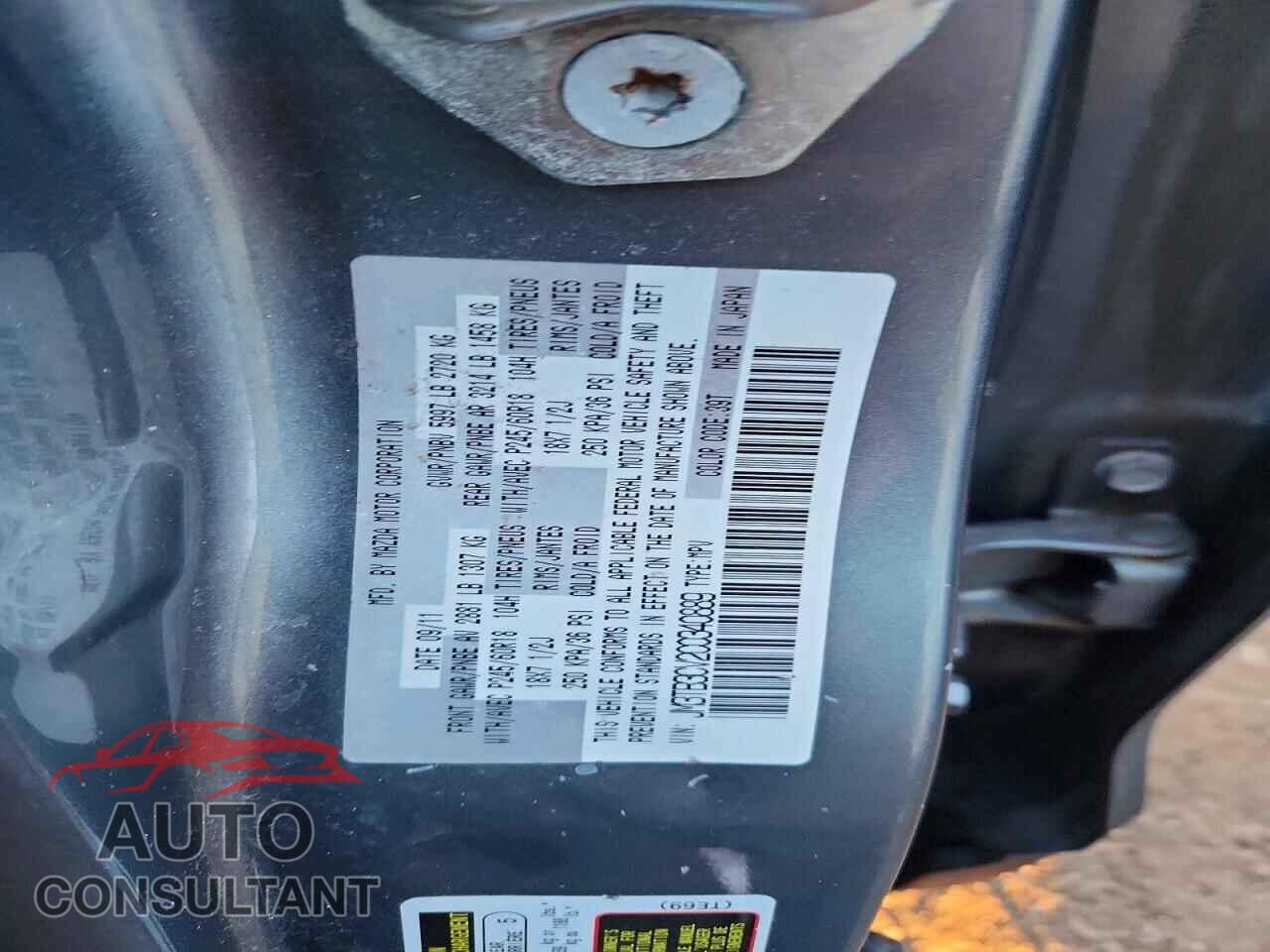 MAZDA CX-9 2012 - JM3TB3CV2C0340889