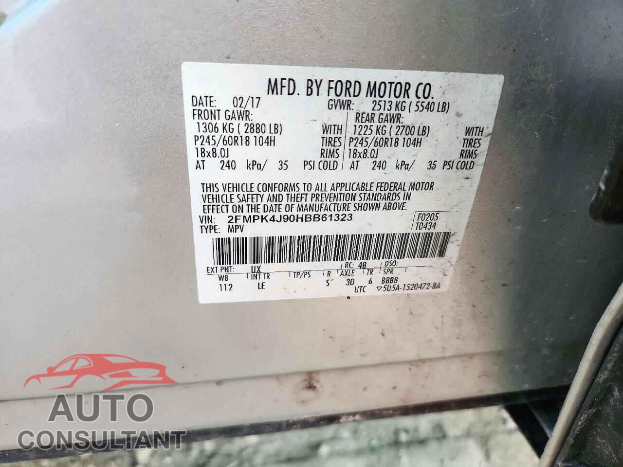 FORD EDGE 2017 - 2FMPK4J90HBB61323