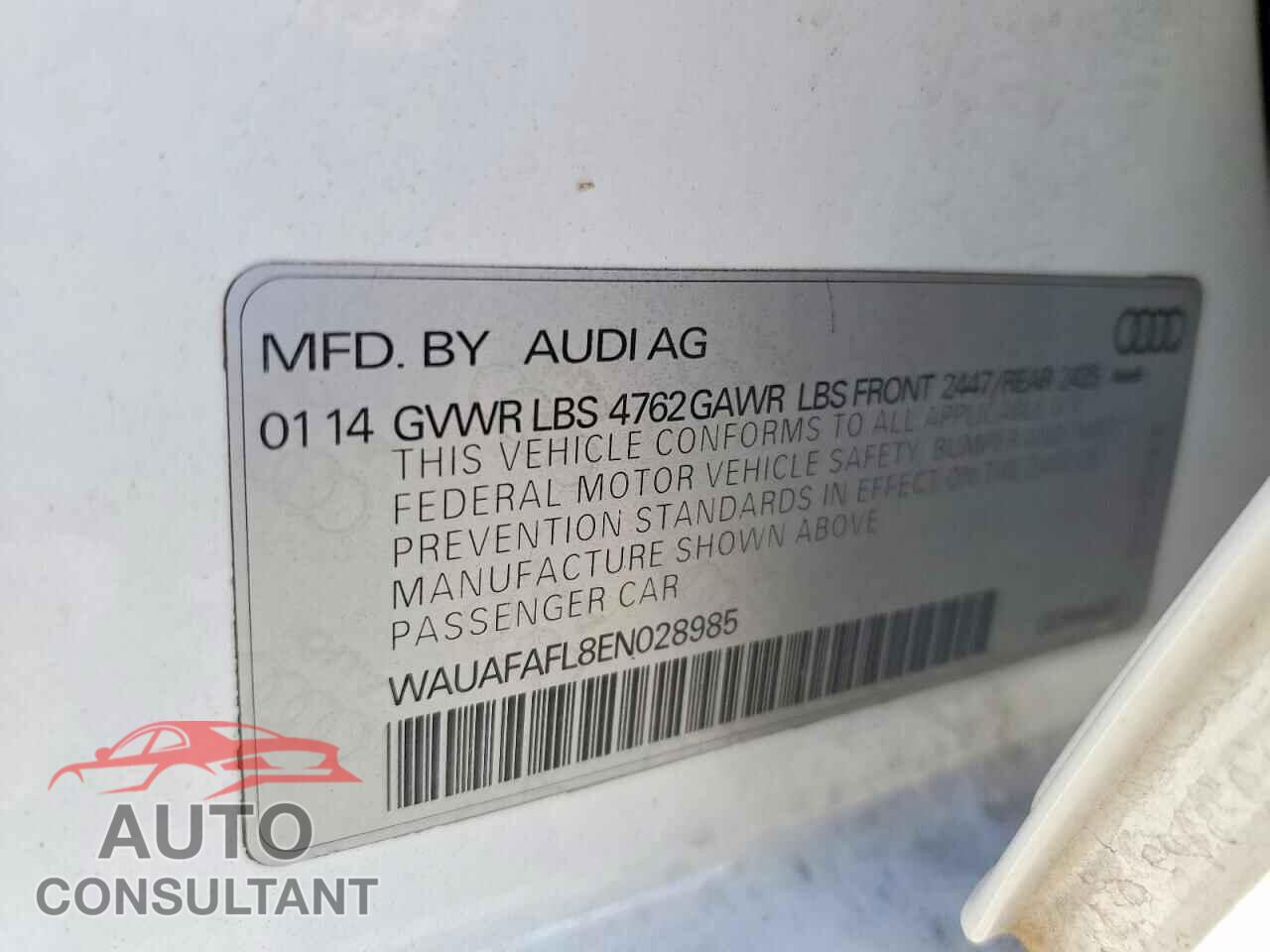 AUDI A4 2014 - WAUAFAFL8EN028985