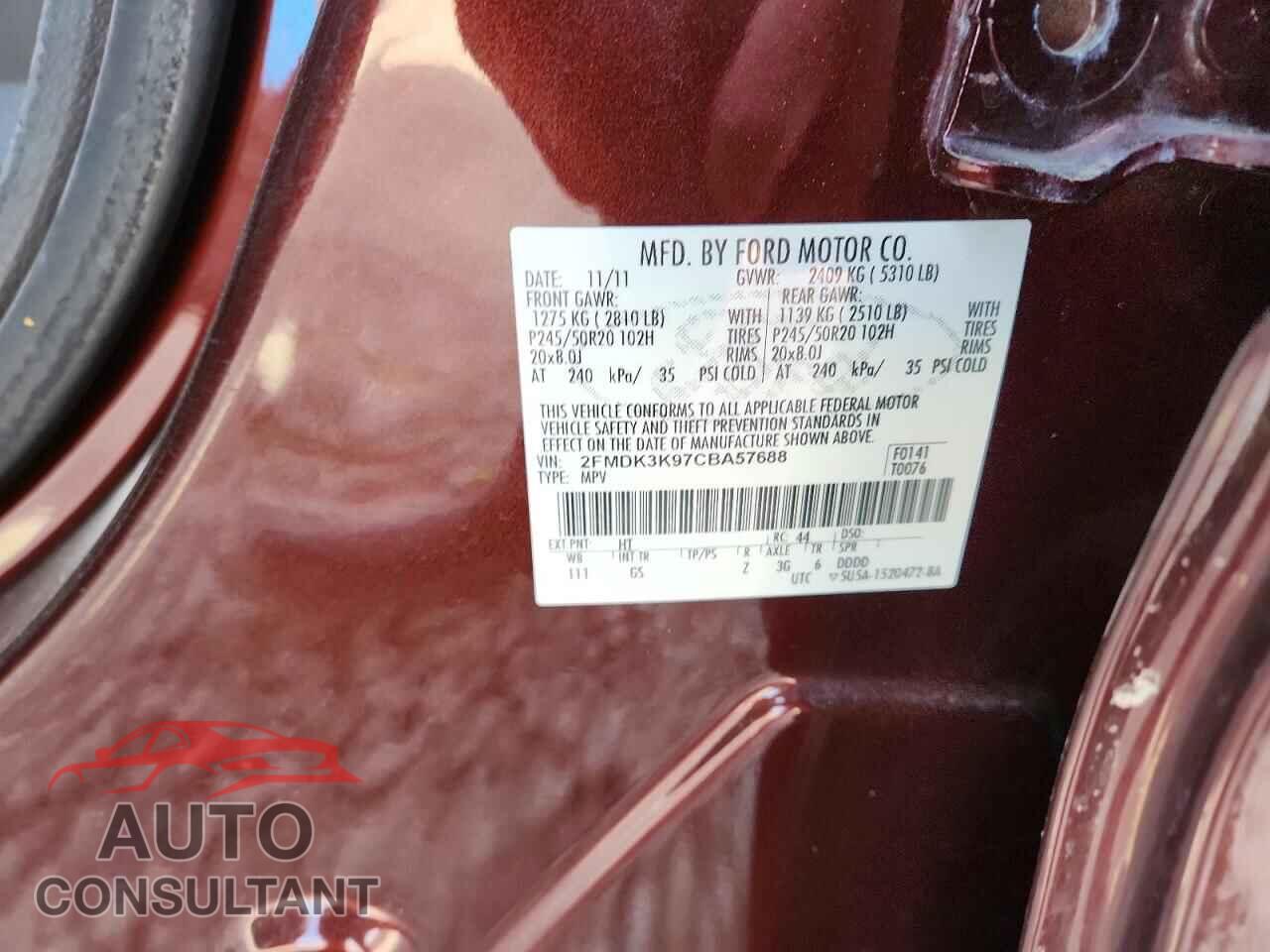 FORD EDGE 2012 - 2FMDK3K97CBA57688
