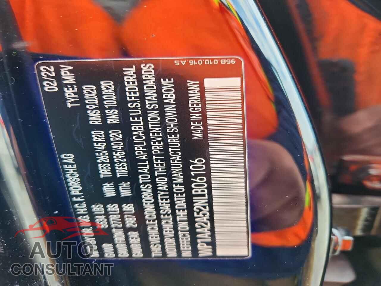 PORSCHE MACAN 2022 - WP1AA2A52NLB06106
