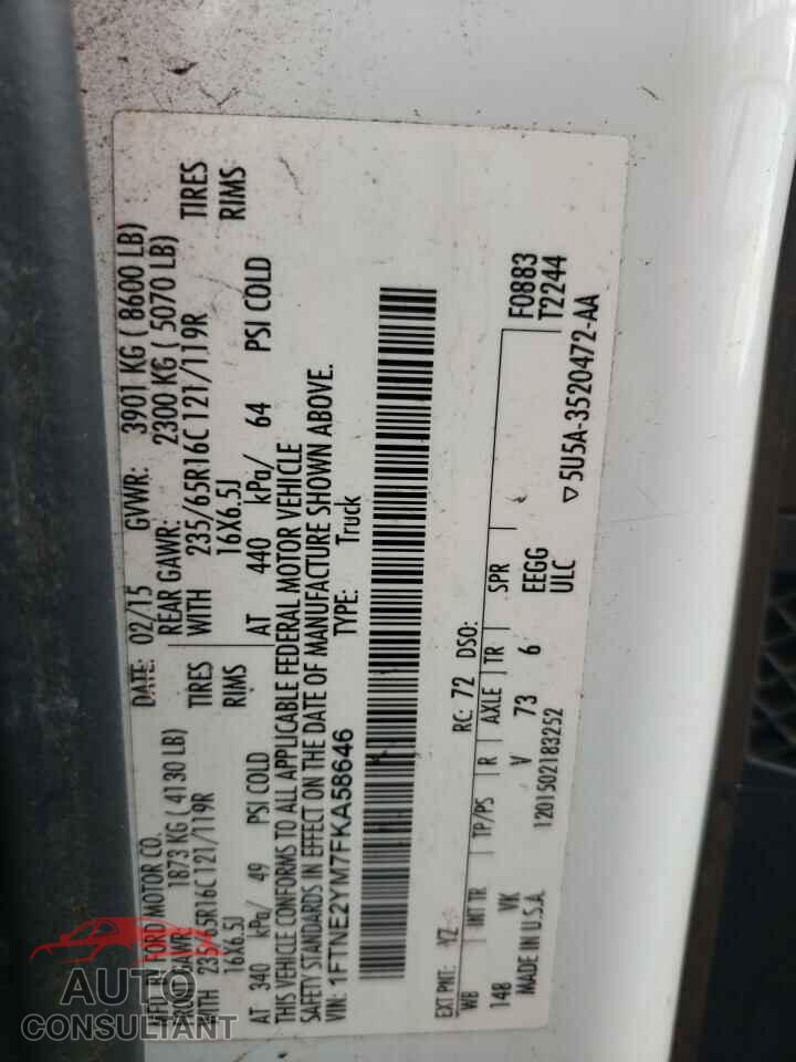 FORD TRANSIT 2015 - 1FTNE2YM7FKA58646