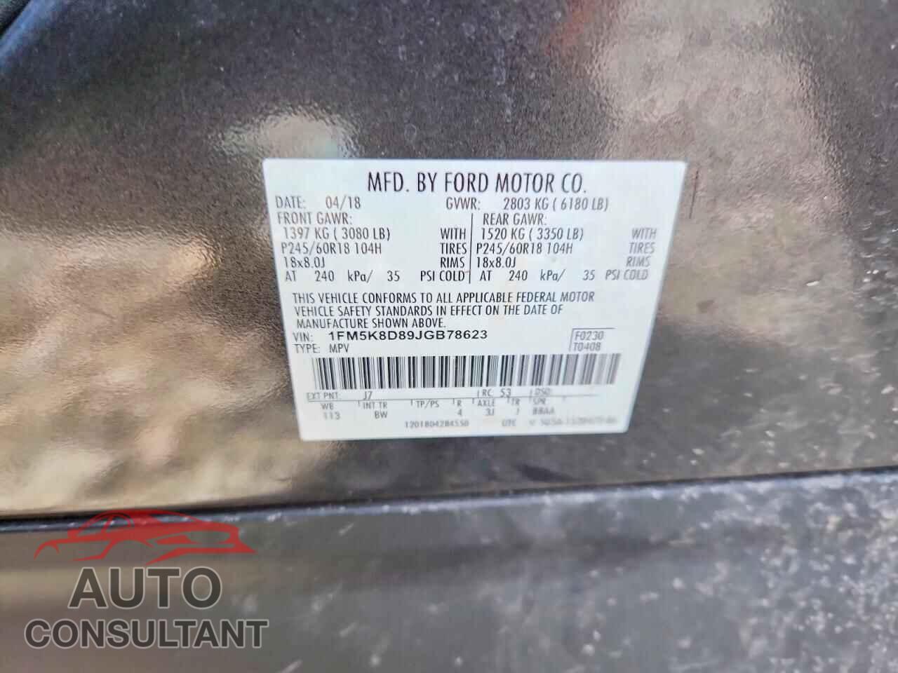 FORD EXPLORER 2018 - 1FM5K8D89JGB78623