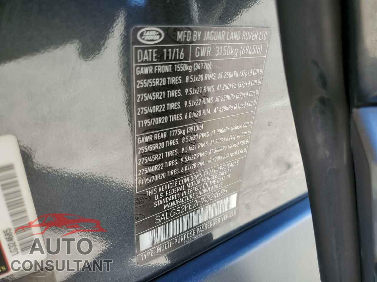 LAND ROVER RANGEROVER 2017 - SALGS2FE2HA324685