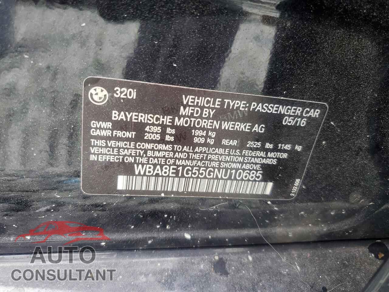 BMW 320 2016 - WBA8E1G55GNU10685