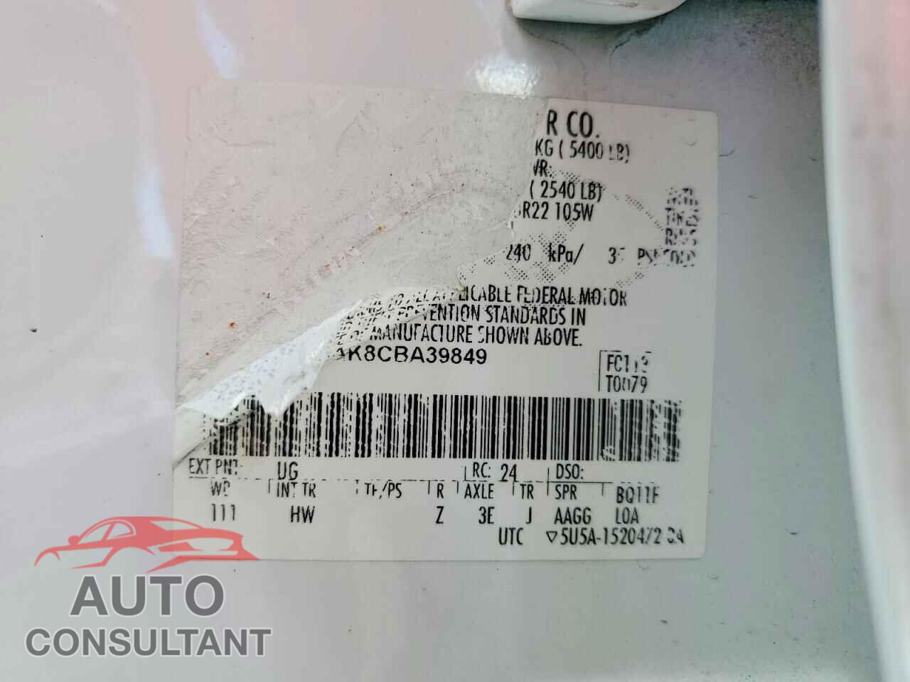 FORD EDGE 2012 - 2FMDK3AK8CBA39849