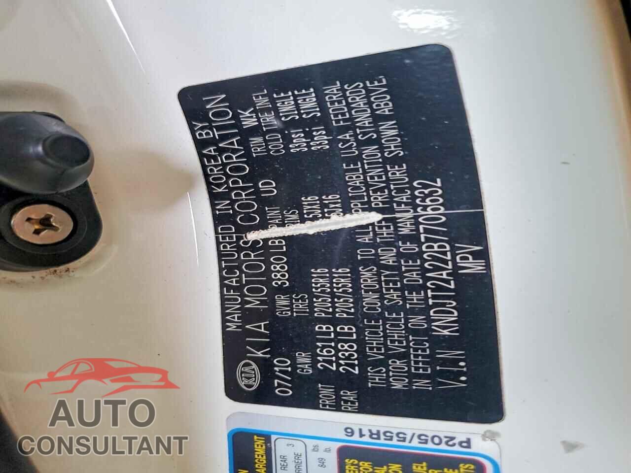 KIA SOUL 2011 - KNDJT2A22B7706632
